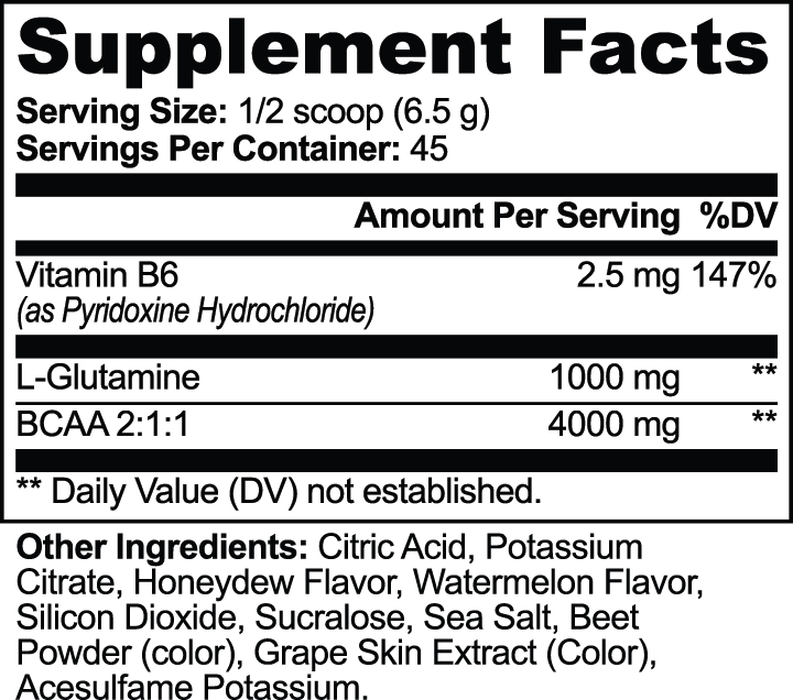 BCAA Post Workout Powder (Honeydew/Watermelon) 10.3 Oz