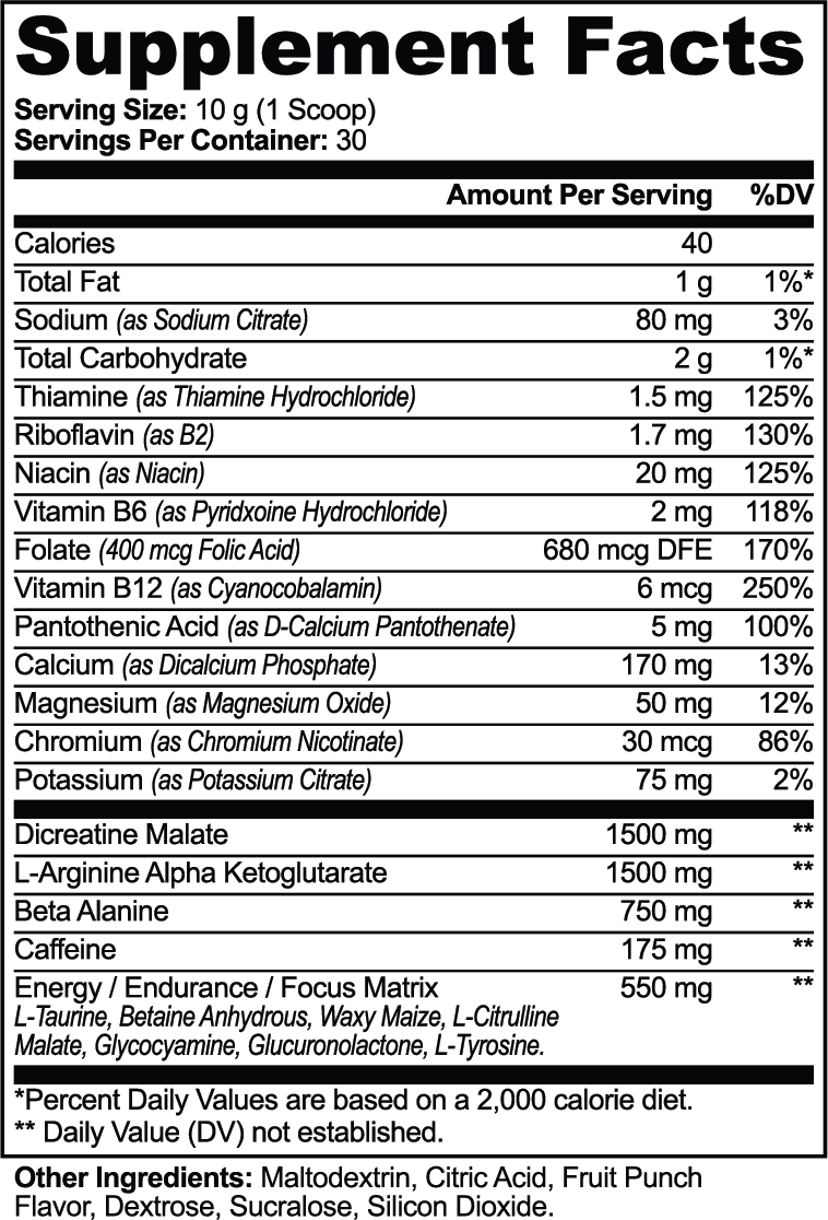Nitric Shock Pre-Workout Powder (Fruit Punch) 10.6 Oz