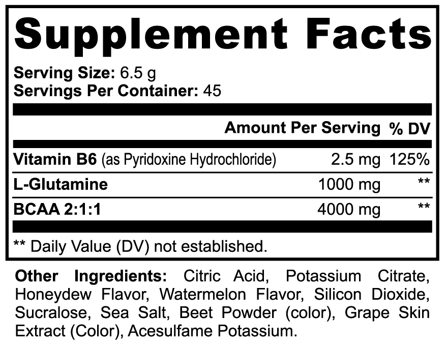 BCAA Post Workout Powder (Honeydew/Watermelon) 10.3 Oz
