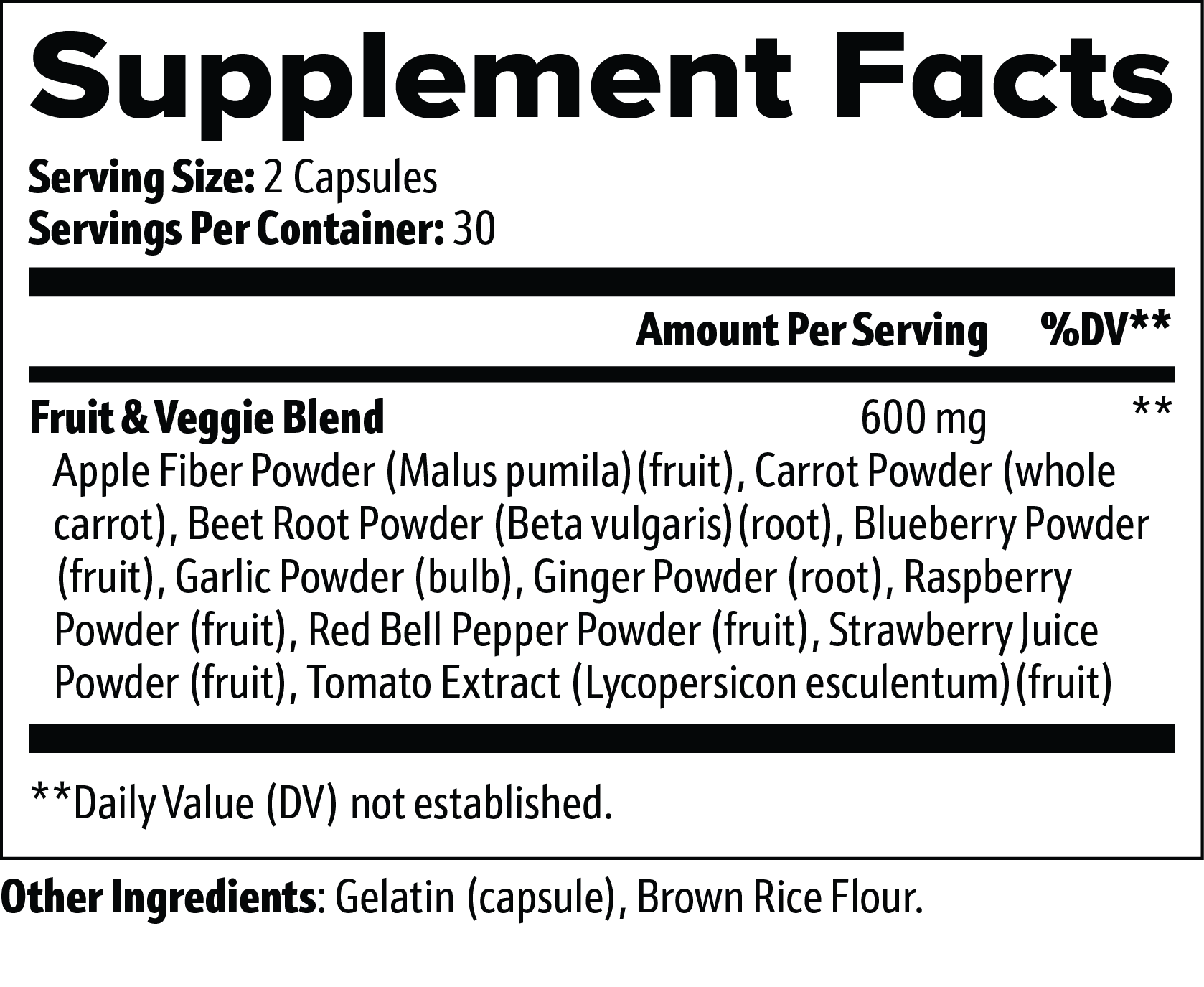 Fruits and Veggies 60 Capsules