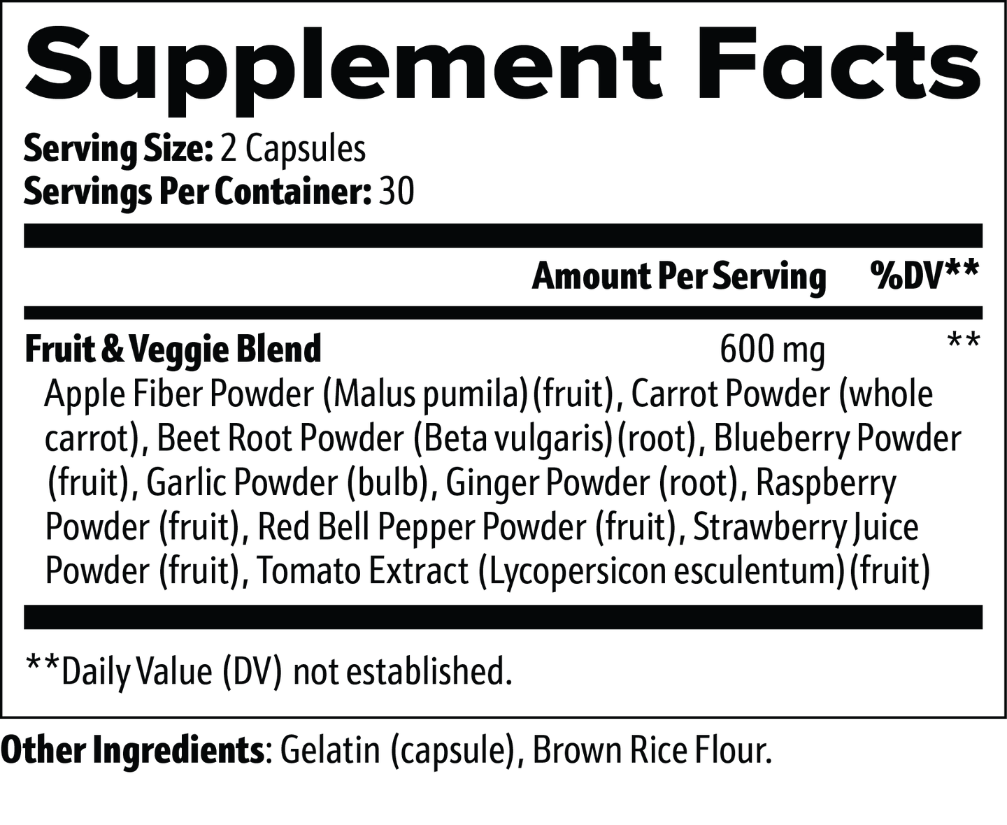 Fruits and Veggies 60 Capsules