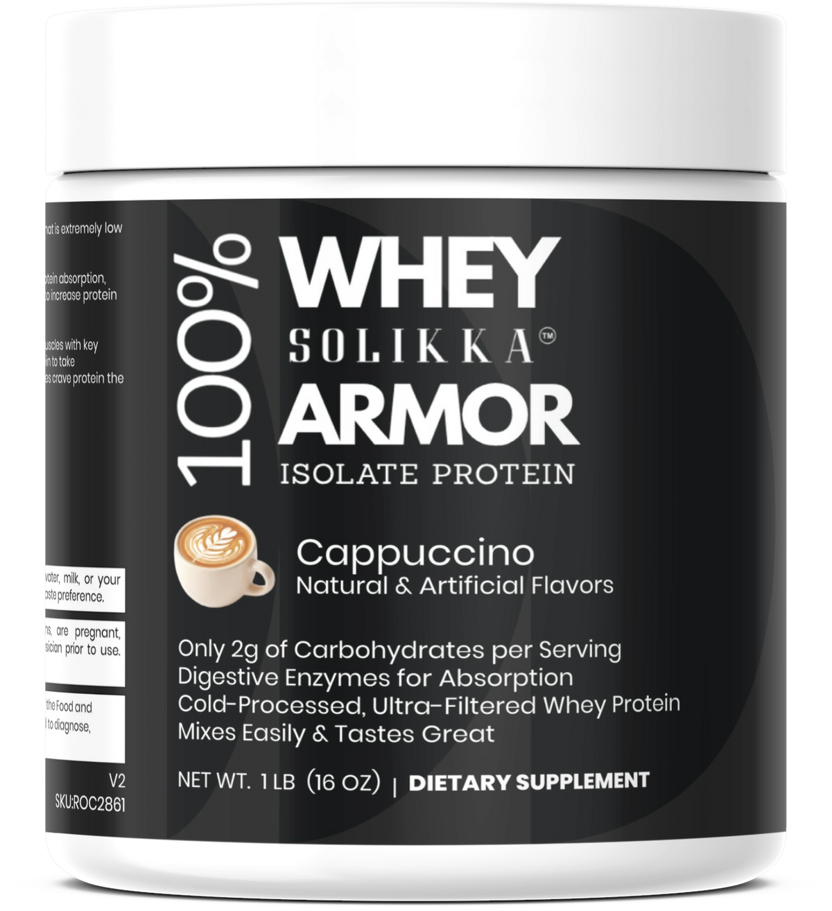 100% Whey Armor Isolate Protein Powder – Cappuccino Flavor (1 lb / 16 Servings)