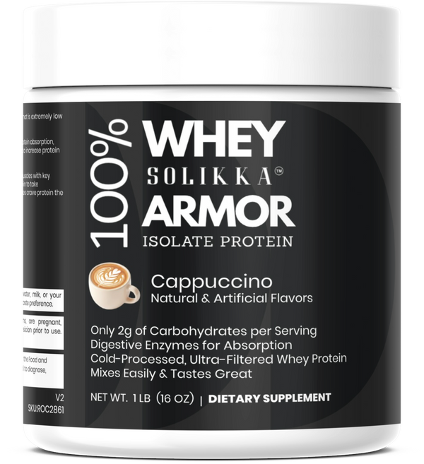 100% Whey Armor Isolate Protein Powder – Cappuccino Flavor (1 lb / 16 Servings)