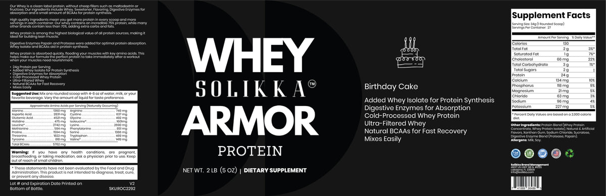 2lb Whey Armor Protein Birthday Cake