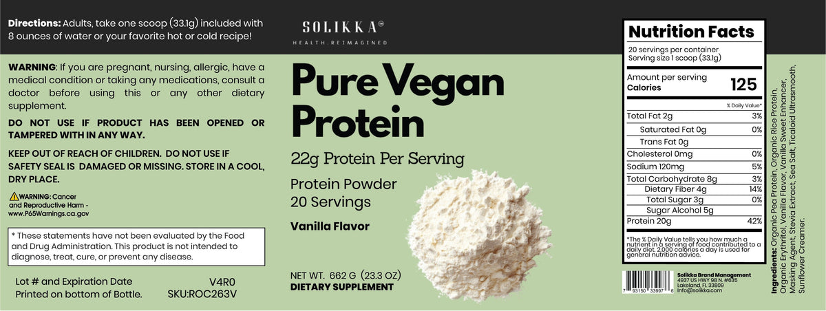 Pure Vegan Protein – Vanilla Flavor (662g)