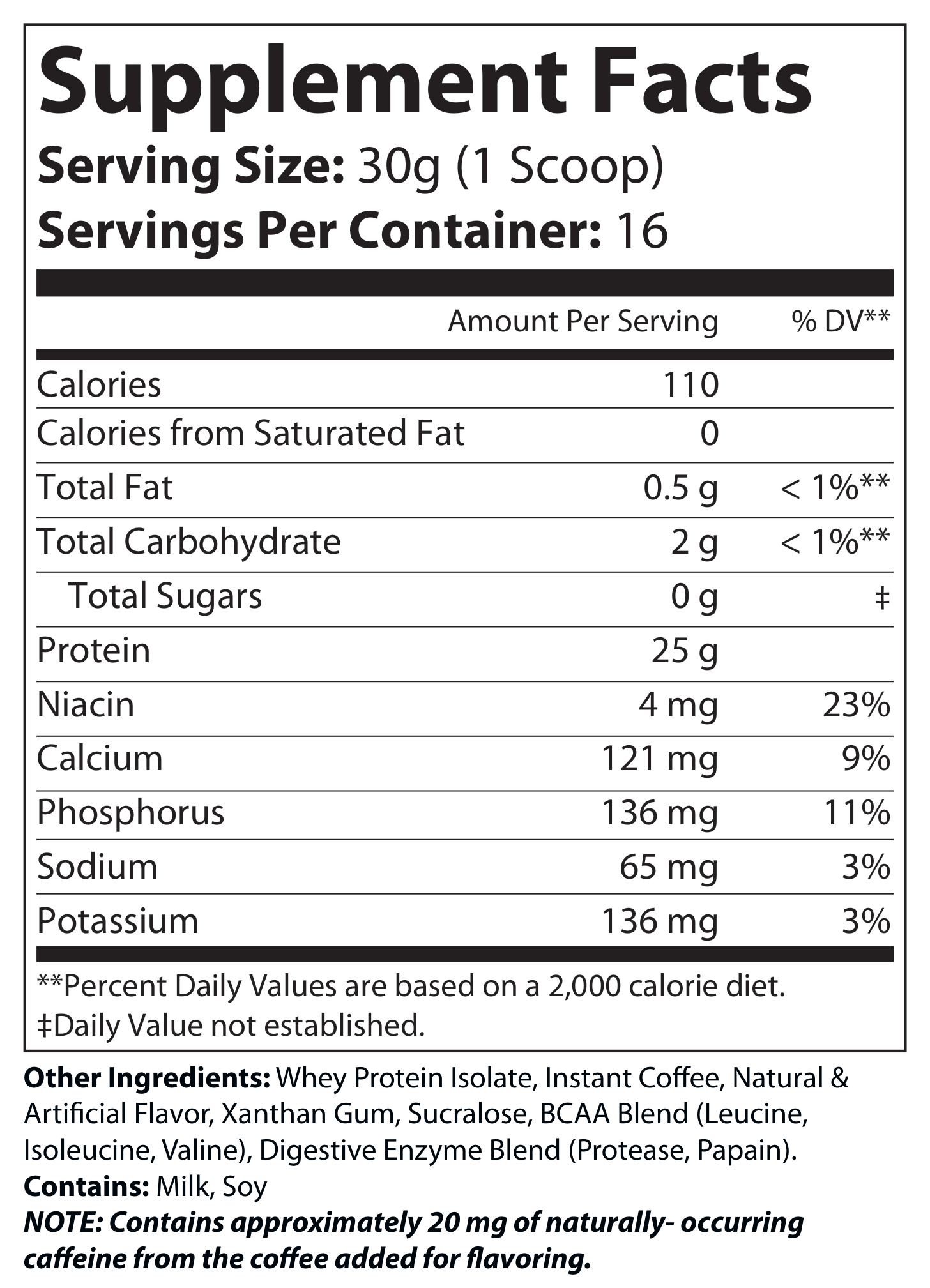 100% Whey Armor Isolate Protein Powder – Cappuccino Flavor (1 lb / 16 Servings)