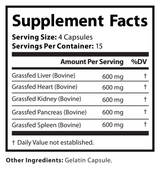 Grass Fed Beef Organ Complex – Ancestral Superfood – Desiccated Liver, Heart, Kidney, Pancreas, Spleen – image 2