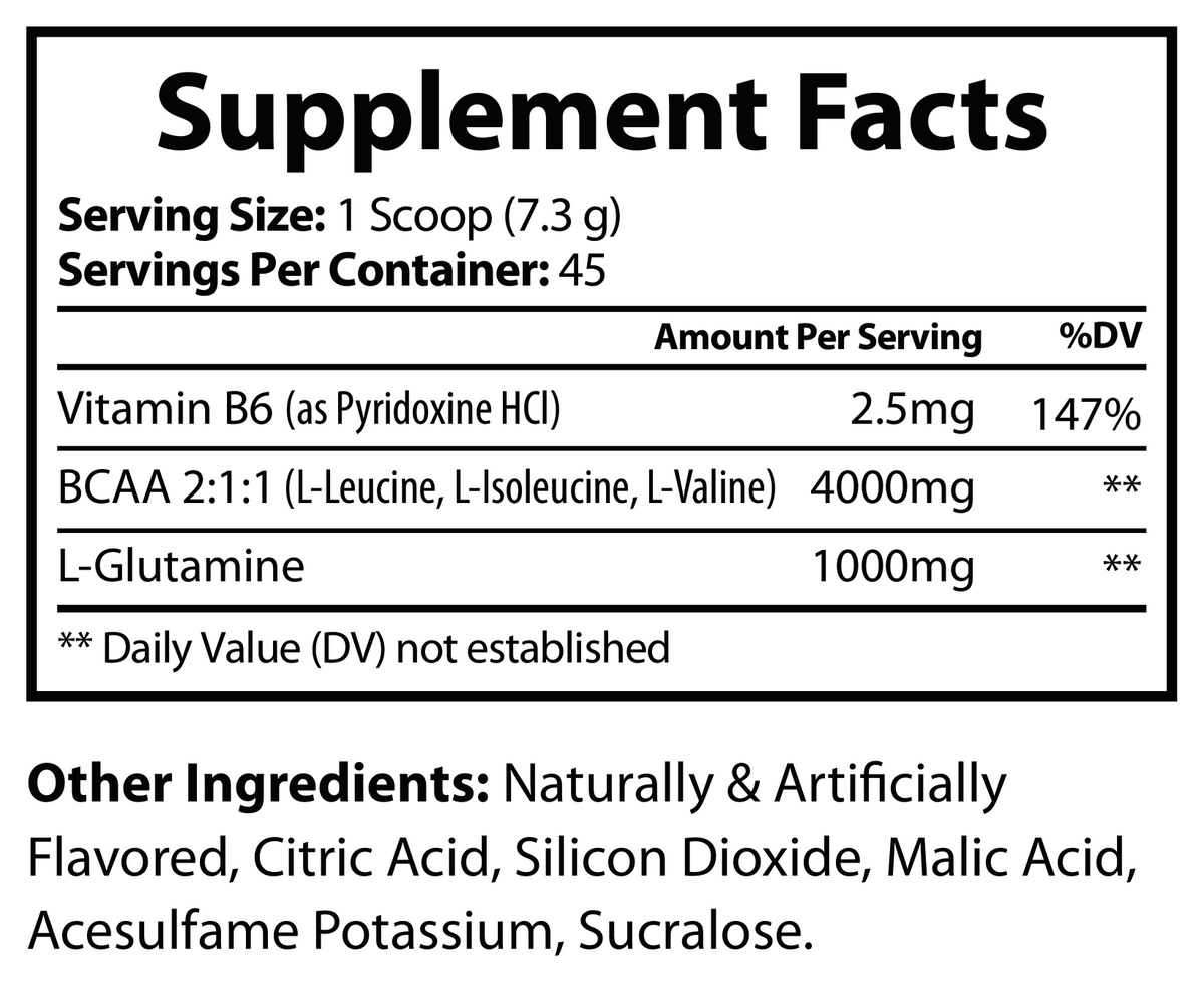 BCAA Powder – 2:1:1 Ratio with L-Glutamine, Watermelon (45 Servings)