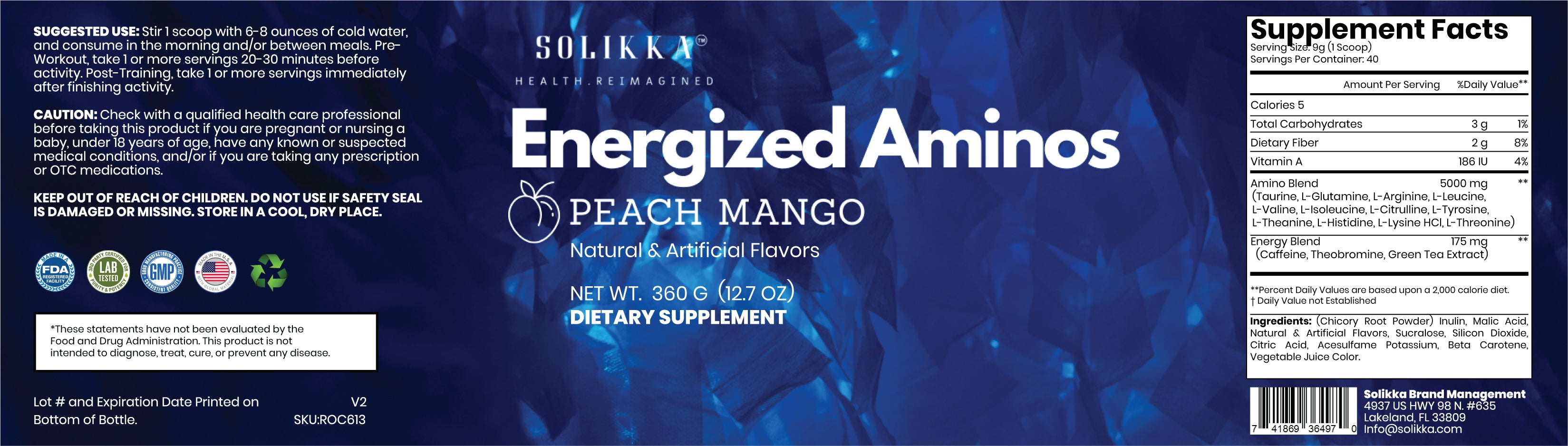 Energized Aminos Peach Mango 360g – 40 serv