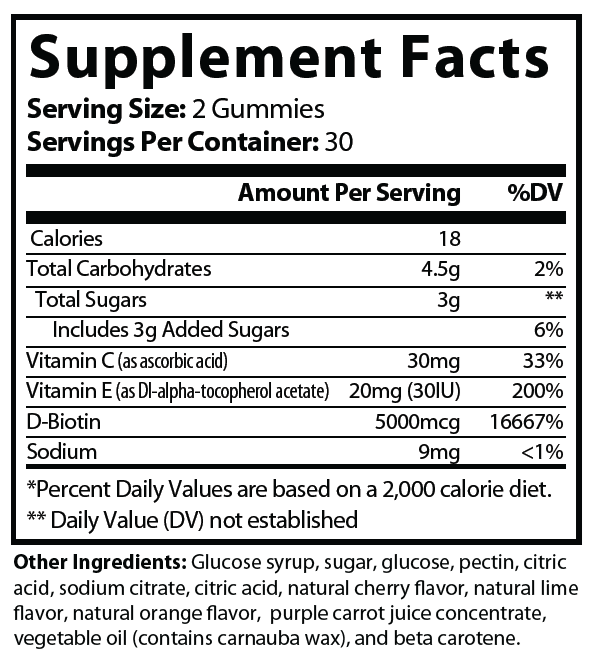 Skin Glow Gummies w/ Biotin + C + E