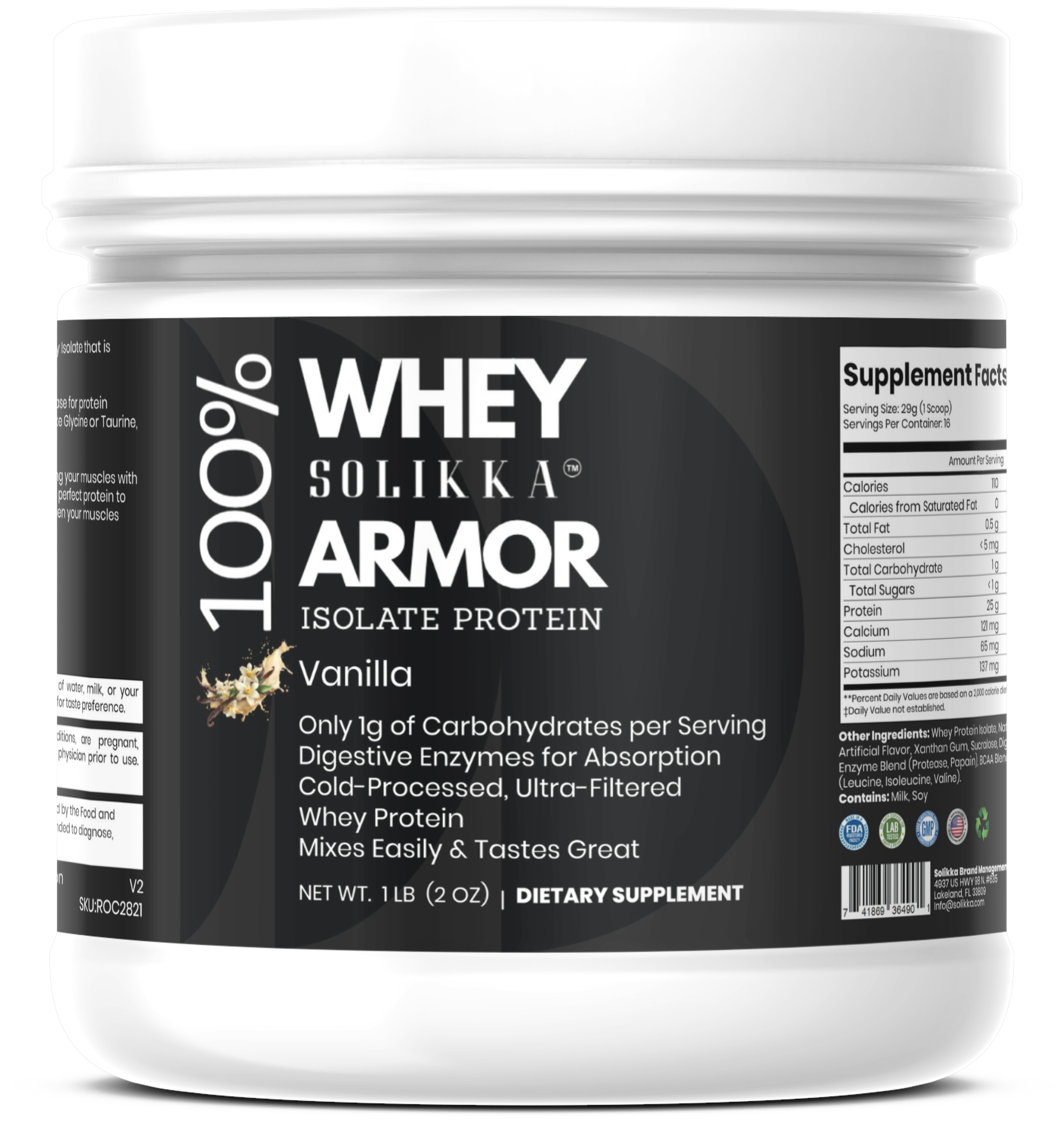 1lb 100% Whey Armor Isolate Protein Vanilla