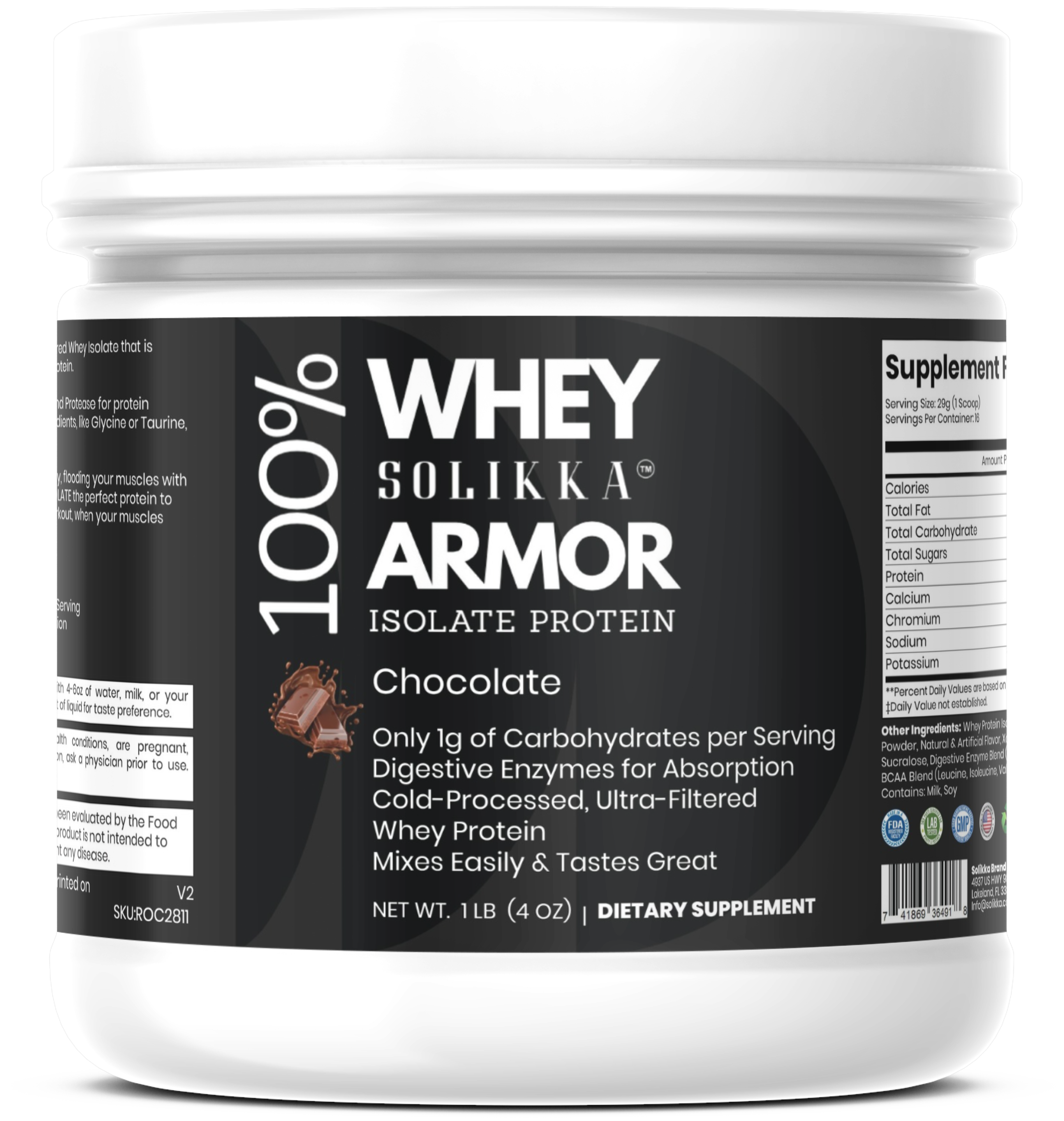 1lb 100% Whey Armor Isolate Protein Chocolate