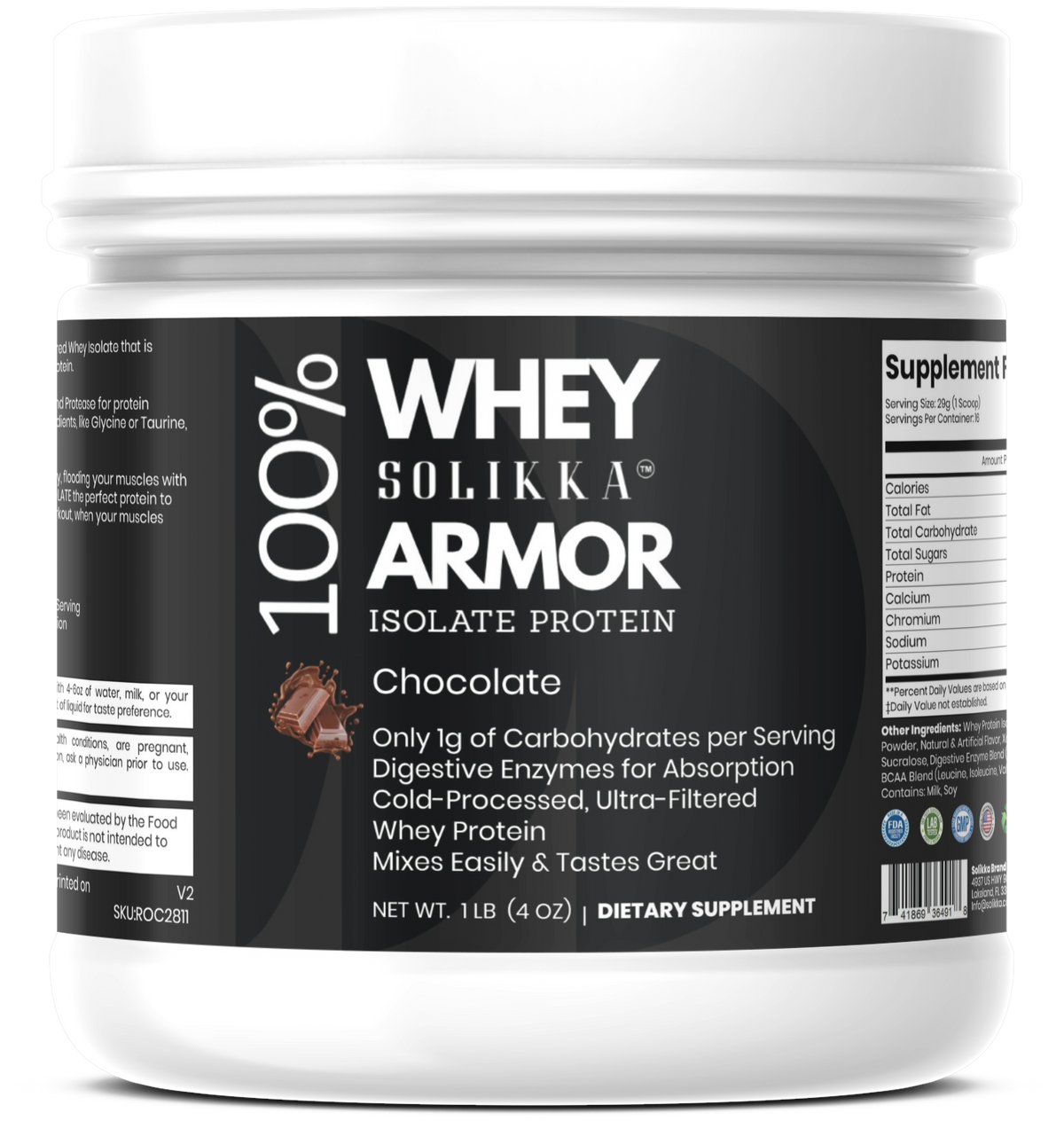 1lb 100% Whey Armor Isolate Protein Chocolate