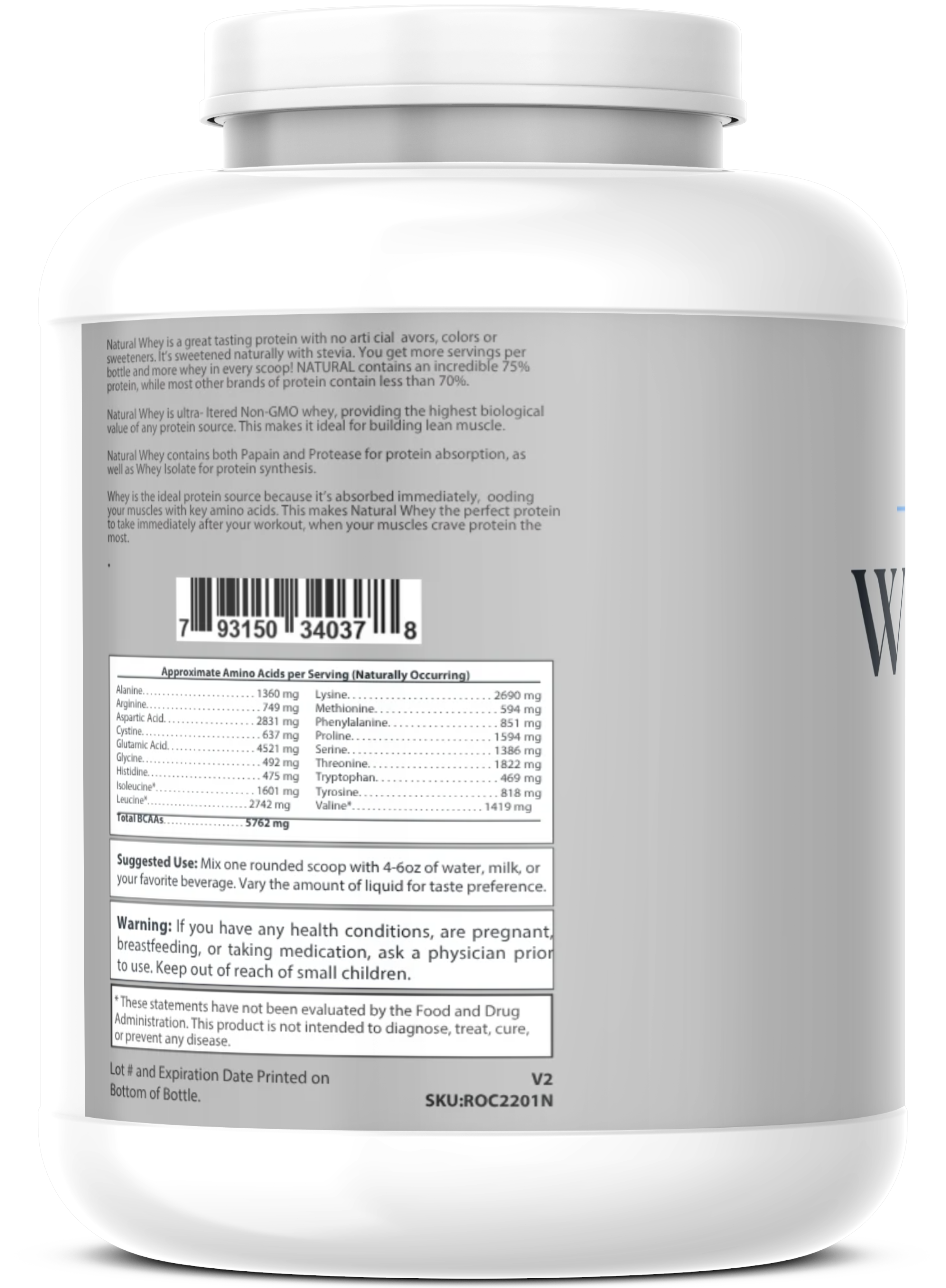 2lb Whey Armor Natural Protein Chocolate w/Stevia & Natural Flavor Non-GMO