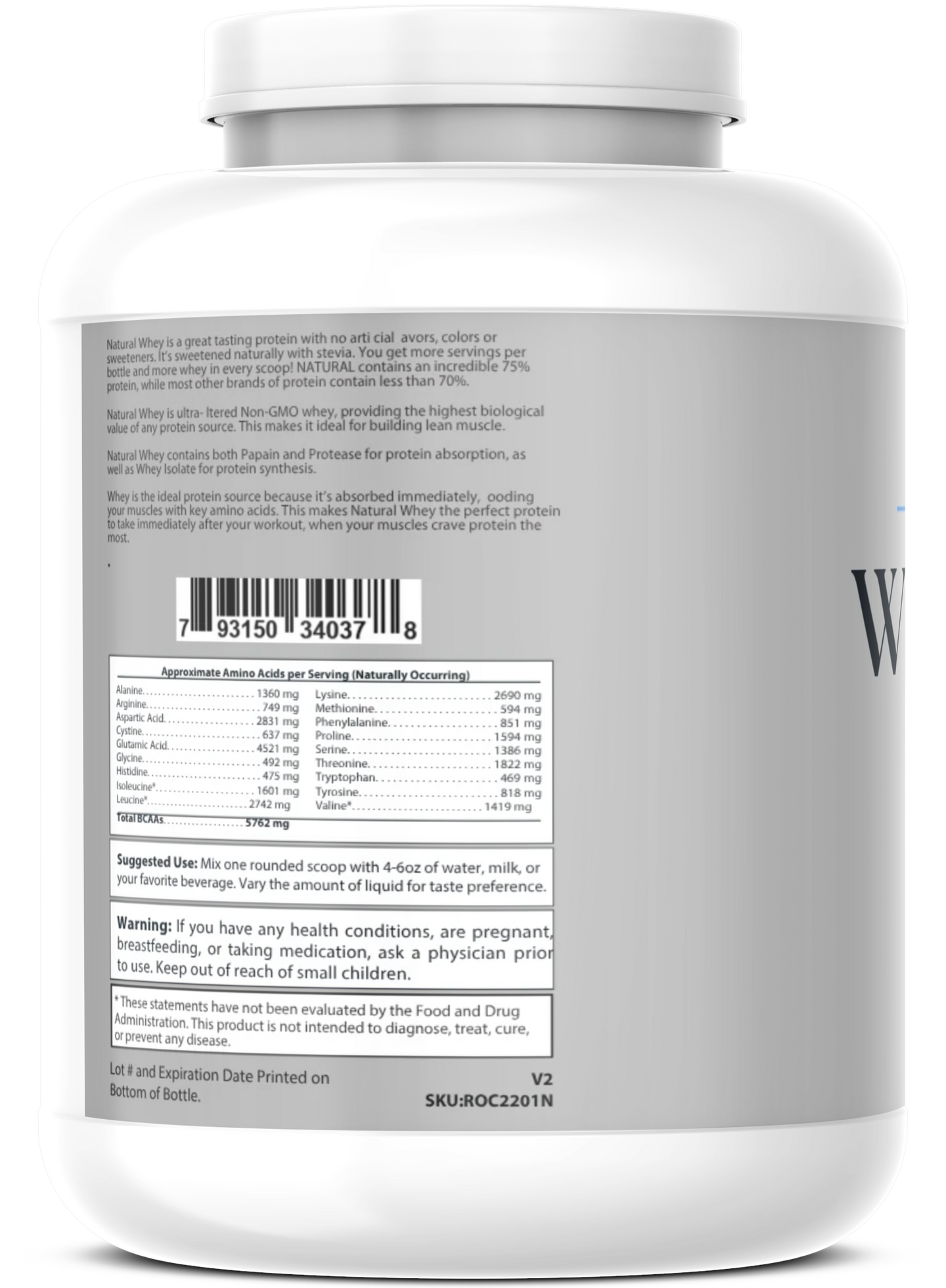 2lb Whey Armor Natural Protein Chocolate w/Stevia & Natural Flavor Non-GMO