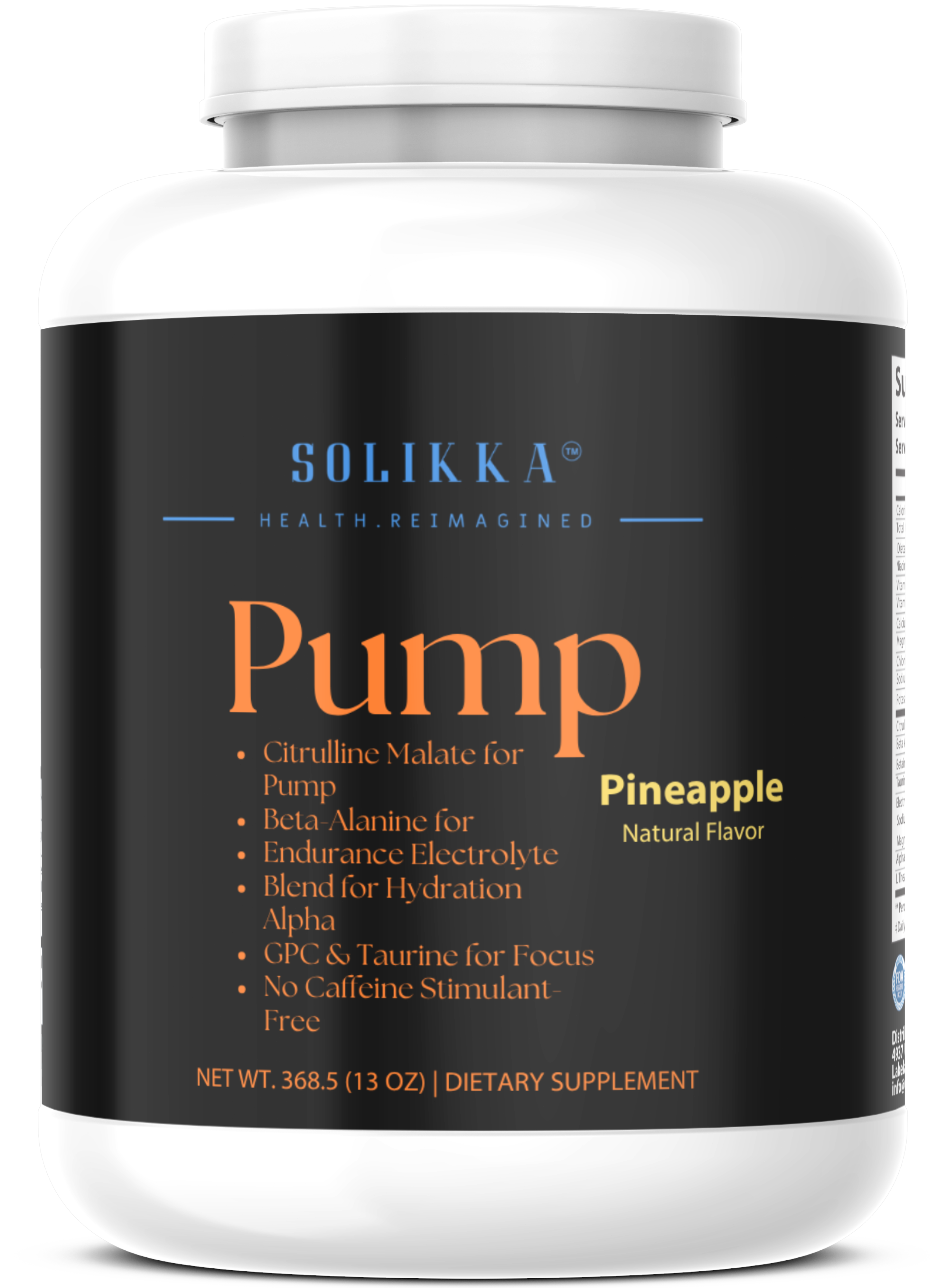 Non-Stim Pump Pre-Workout: Pineapple 312.5g w/ Natural Flavor