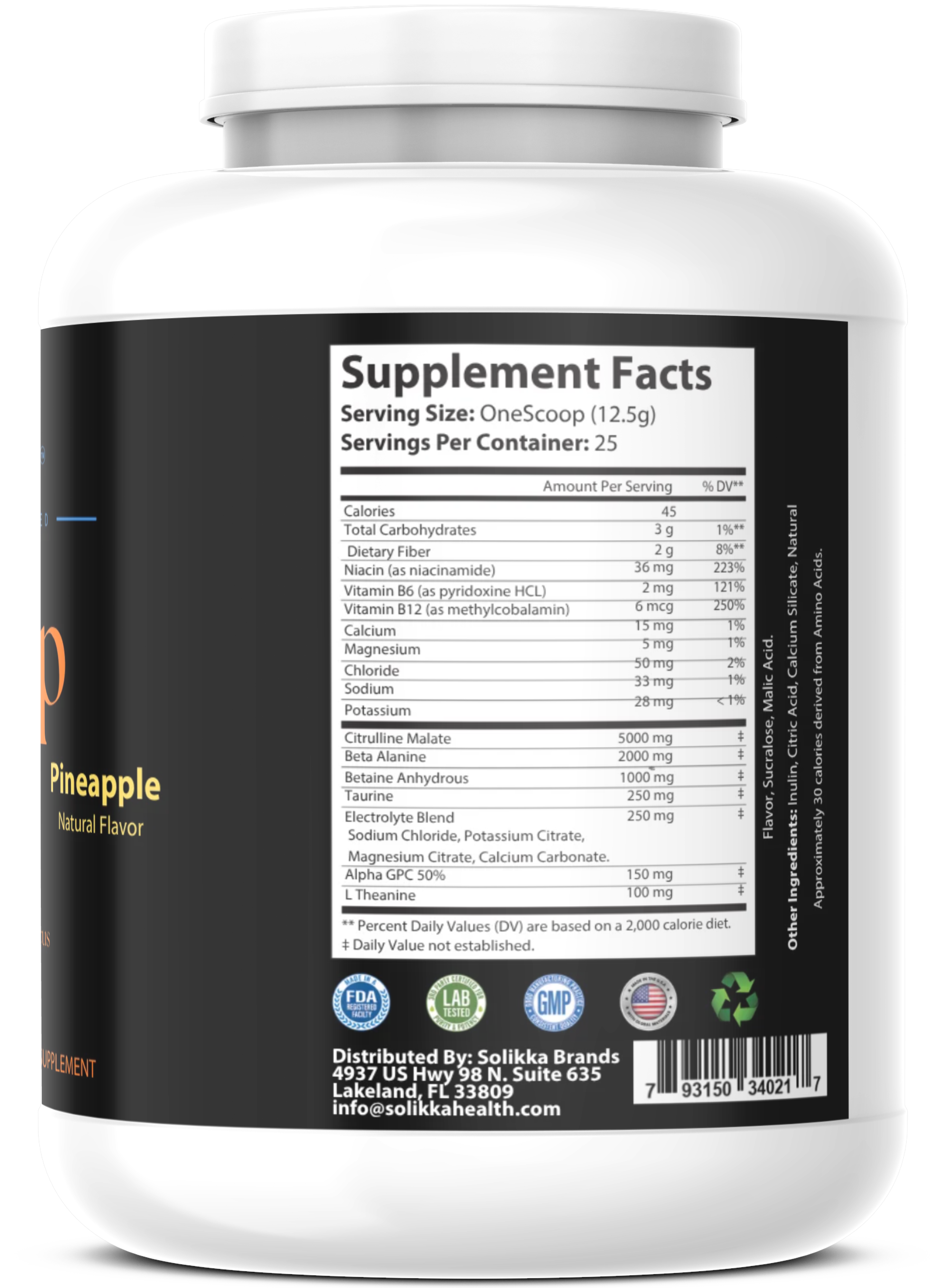 Non-Stim Pump Pre-Workout: Pineapple 312.5g w/ Natural Flavor