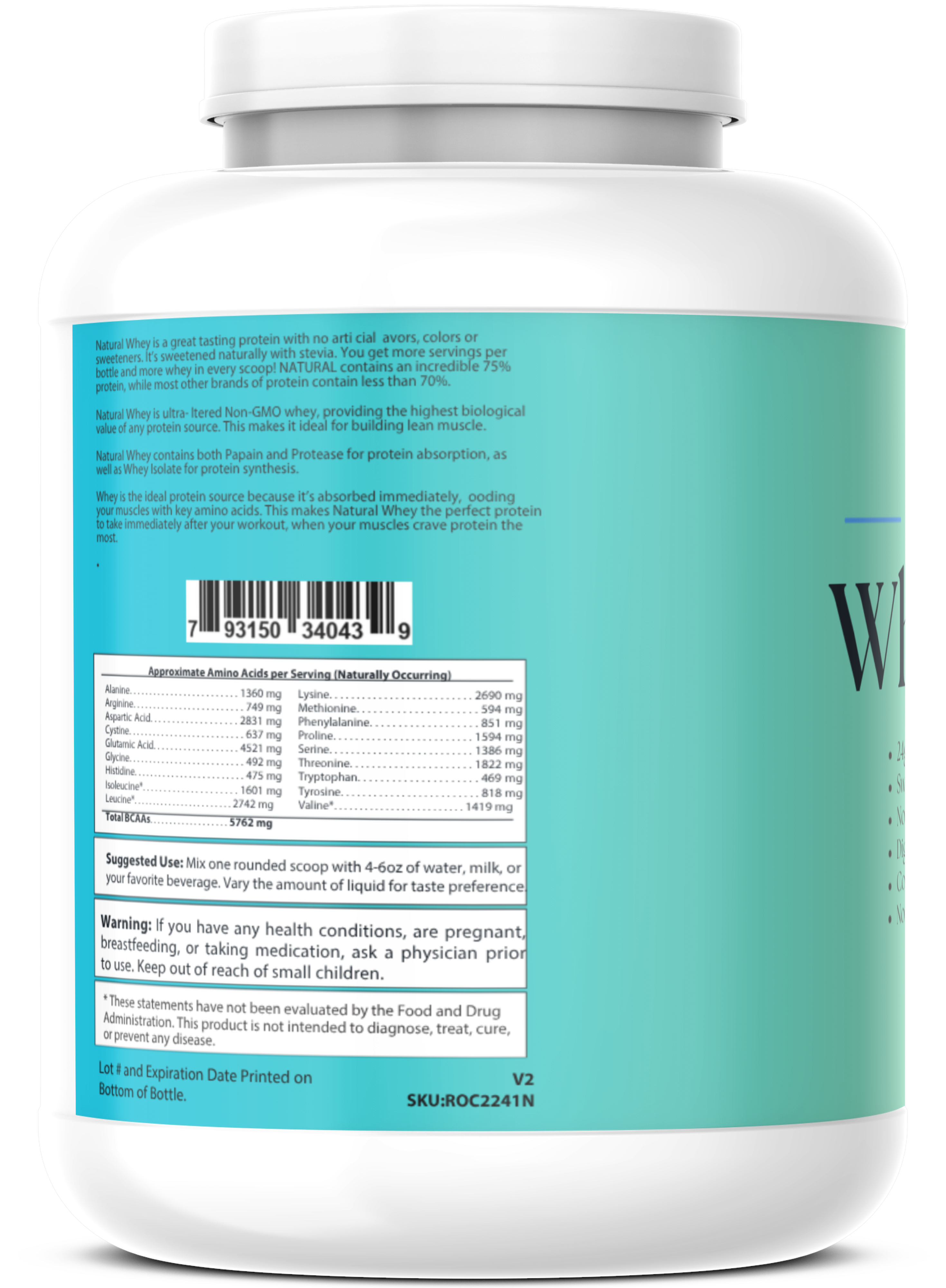 2lb Whey Armor Natural Protein Vanilla w/Stevia & Natural Flavor Non-GMO