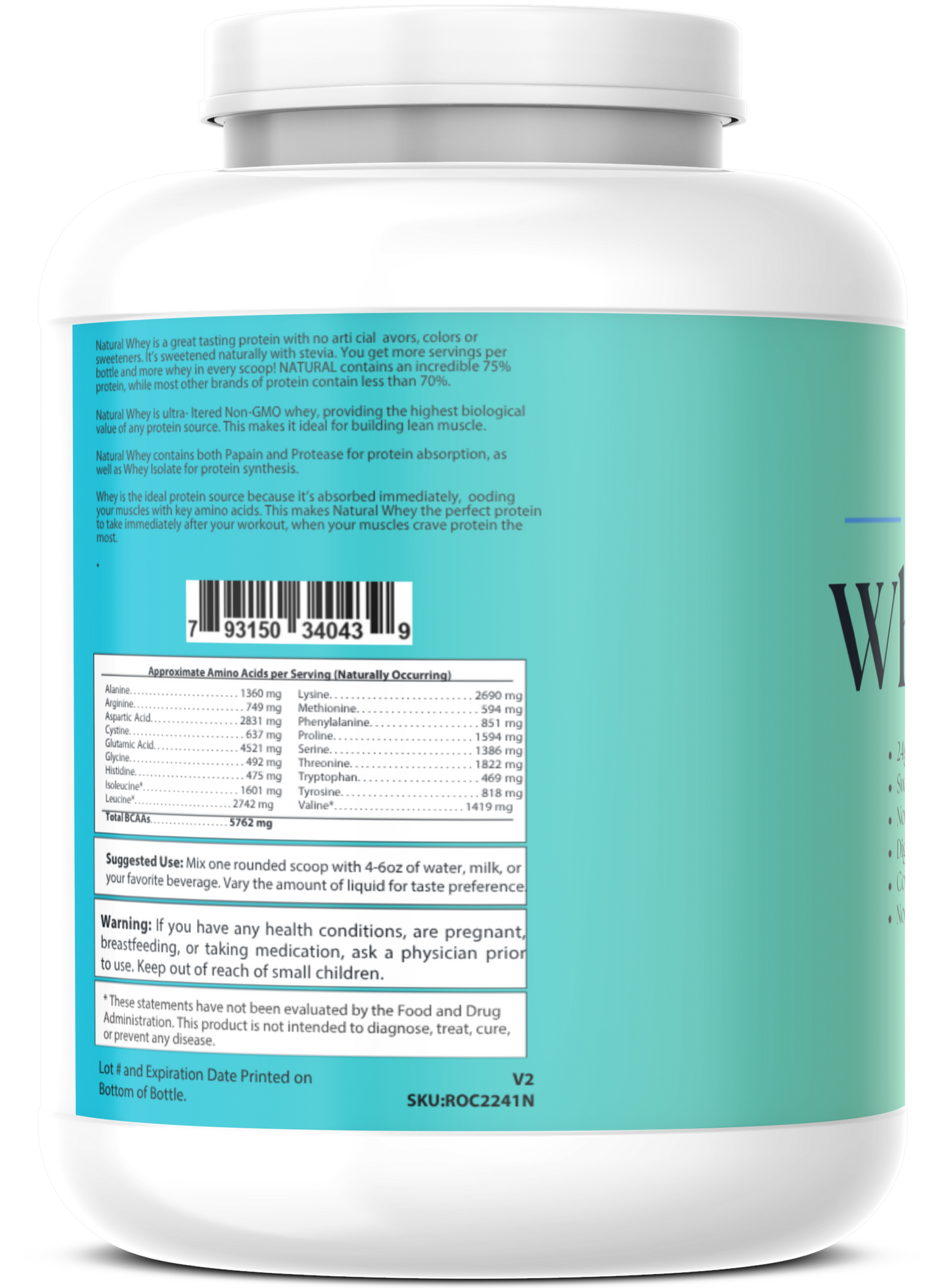 2lb Whey Armor Natural Protein Vanilla w/Stevia & Natural Flavor Non-GMO