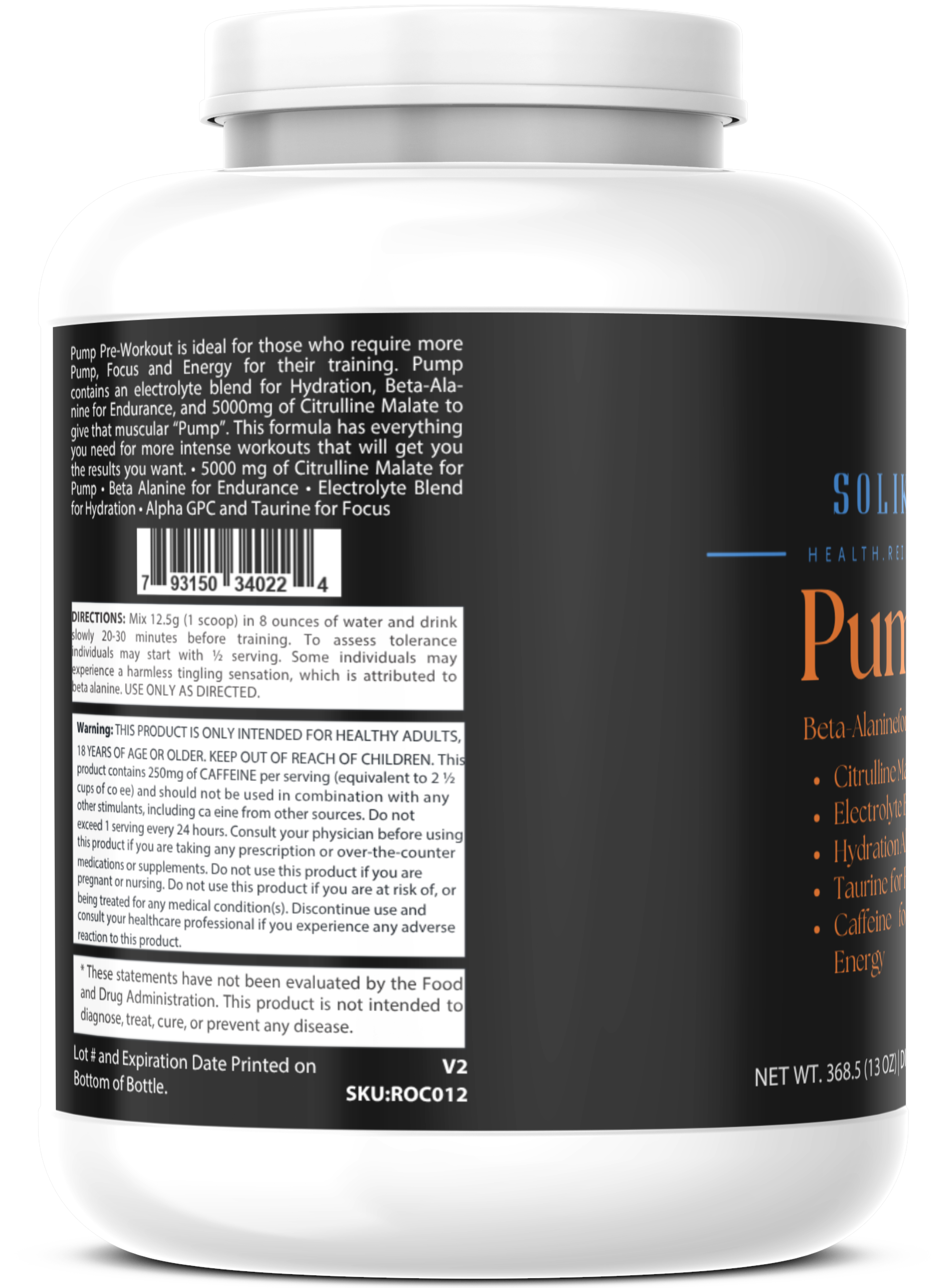Pump Pre-Workout Citrus Blast 312g w/ Natural Flavor