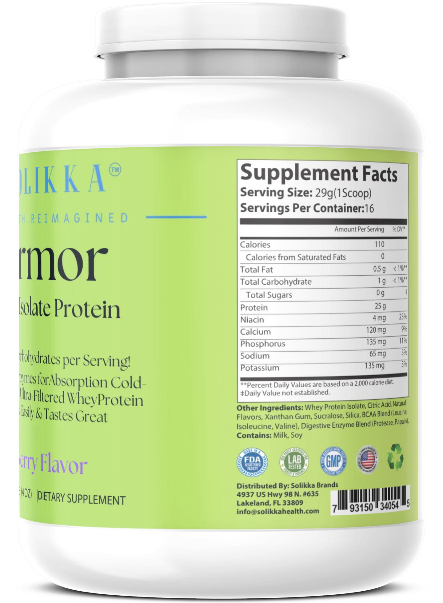 1lb Whey Armor Isolate Protein Berry