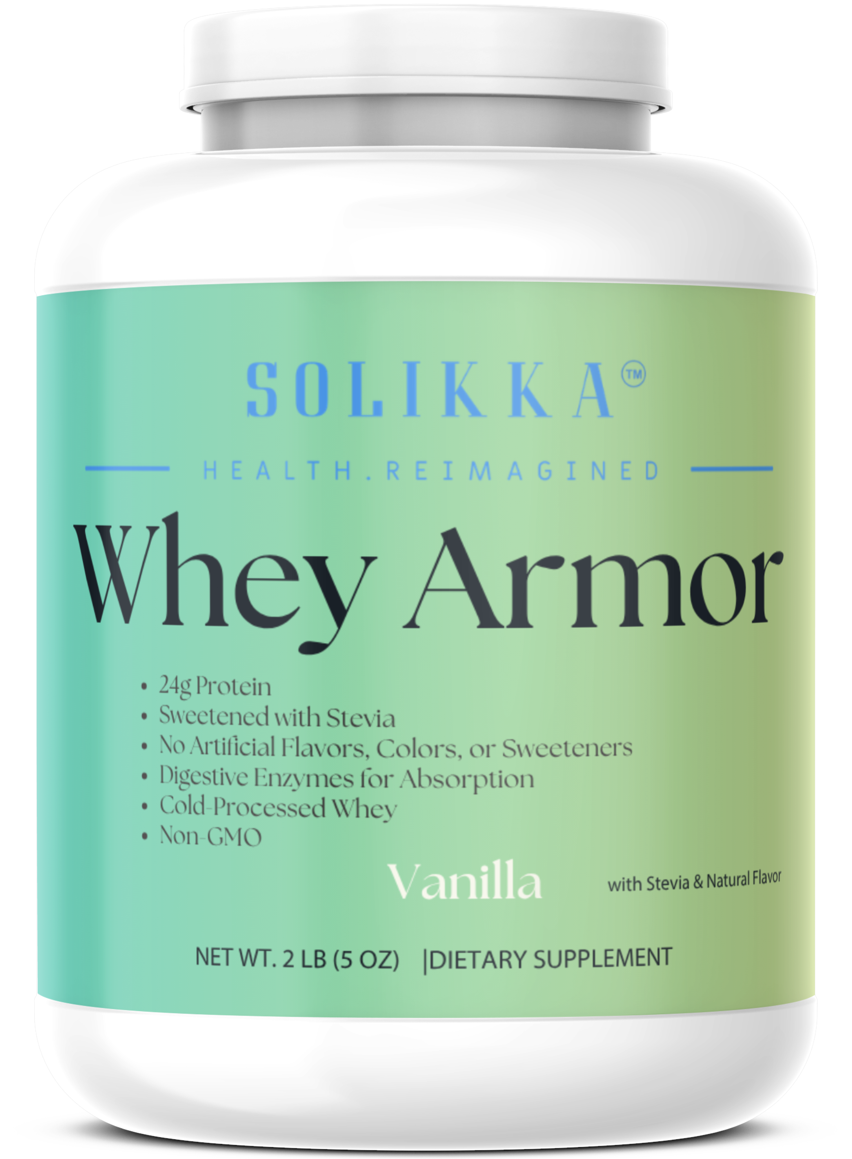 2lb Whey Armor Natural Protein Vanilla w/Stevia & Natural Flavor Non-GMO