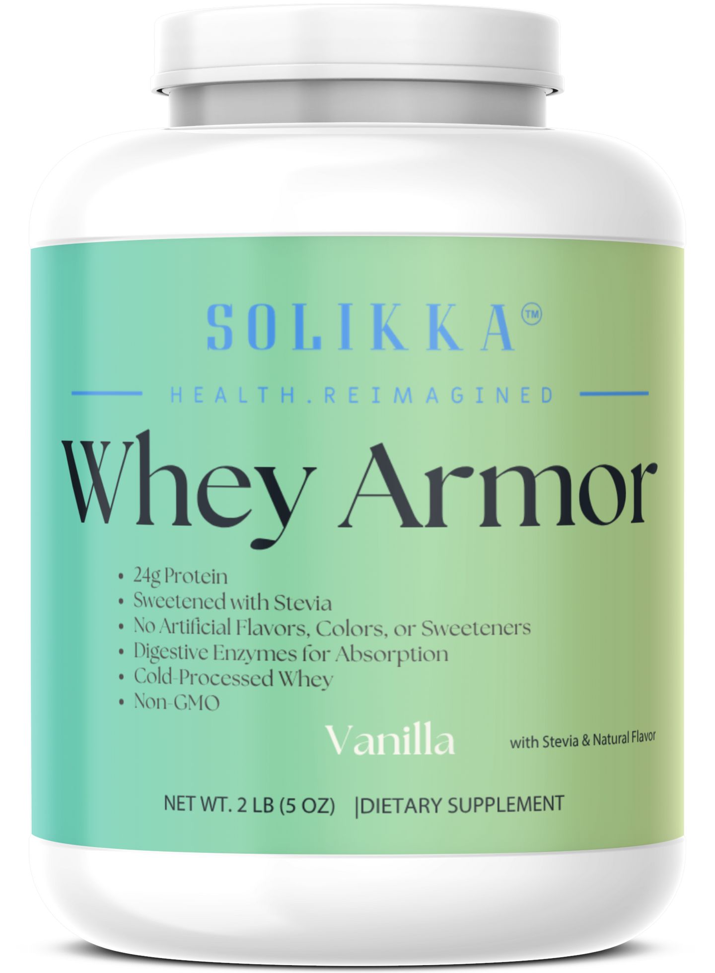 2lb Whey Armor Natural Protein Vanilla w/Stevia & Natural Flavor Non-GMO