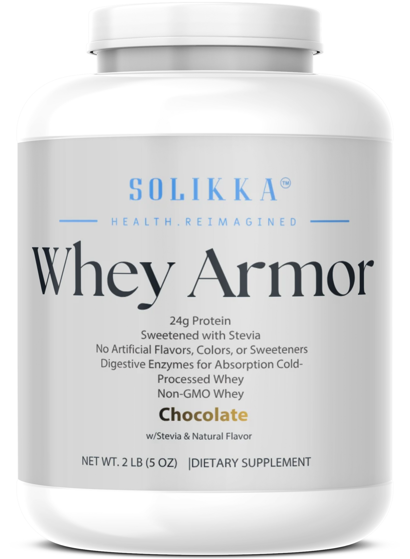 2lb Whey Armor Natural Protein Chocolate w/Stevia & Natural Flavor Non-GMO
