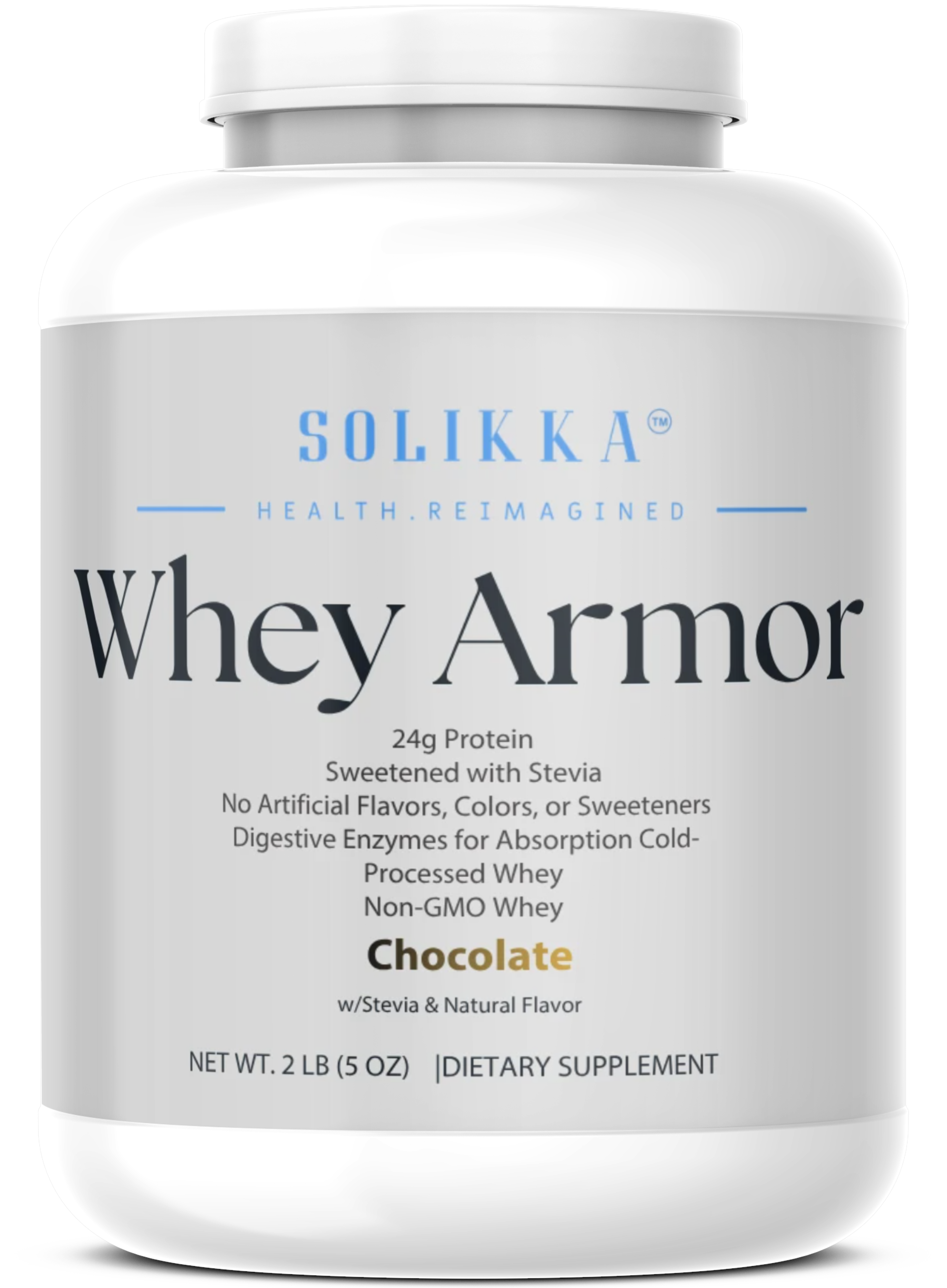 2lb Whey Armor Natural Protein Chocolate w/Stevia & Natural Flavor Non-GMO